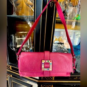 Y2K vintage Dooney & Bourke small shoulder bag in a vibrant hot pink leather
